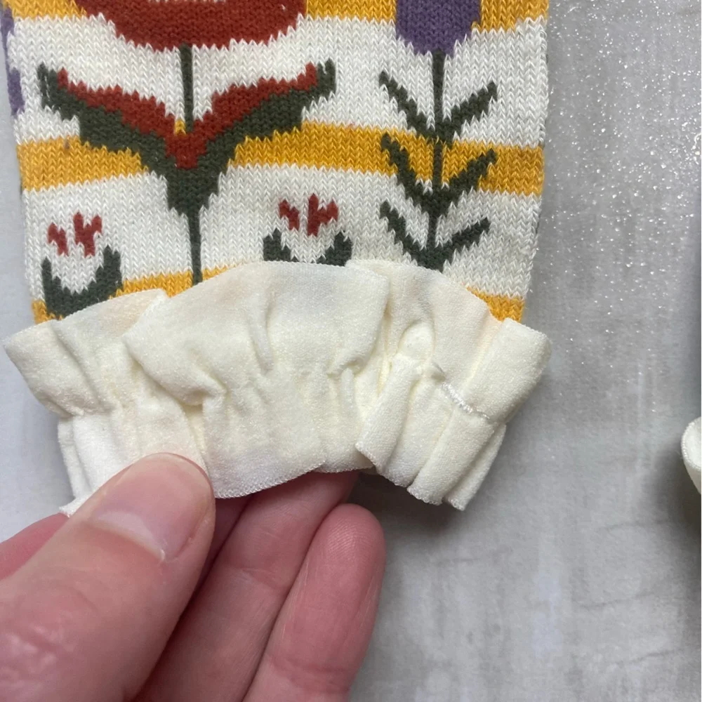NWT RuffleButts Golden Stripe Floral Footless Ruffle Tights, size 0-6 months